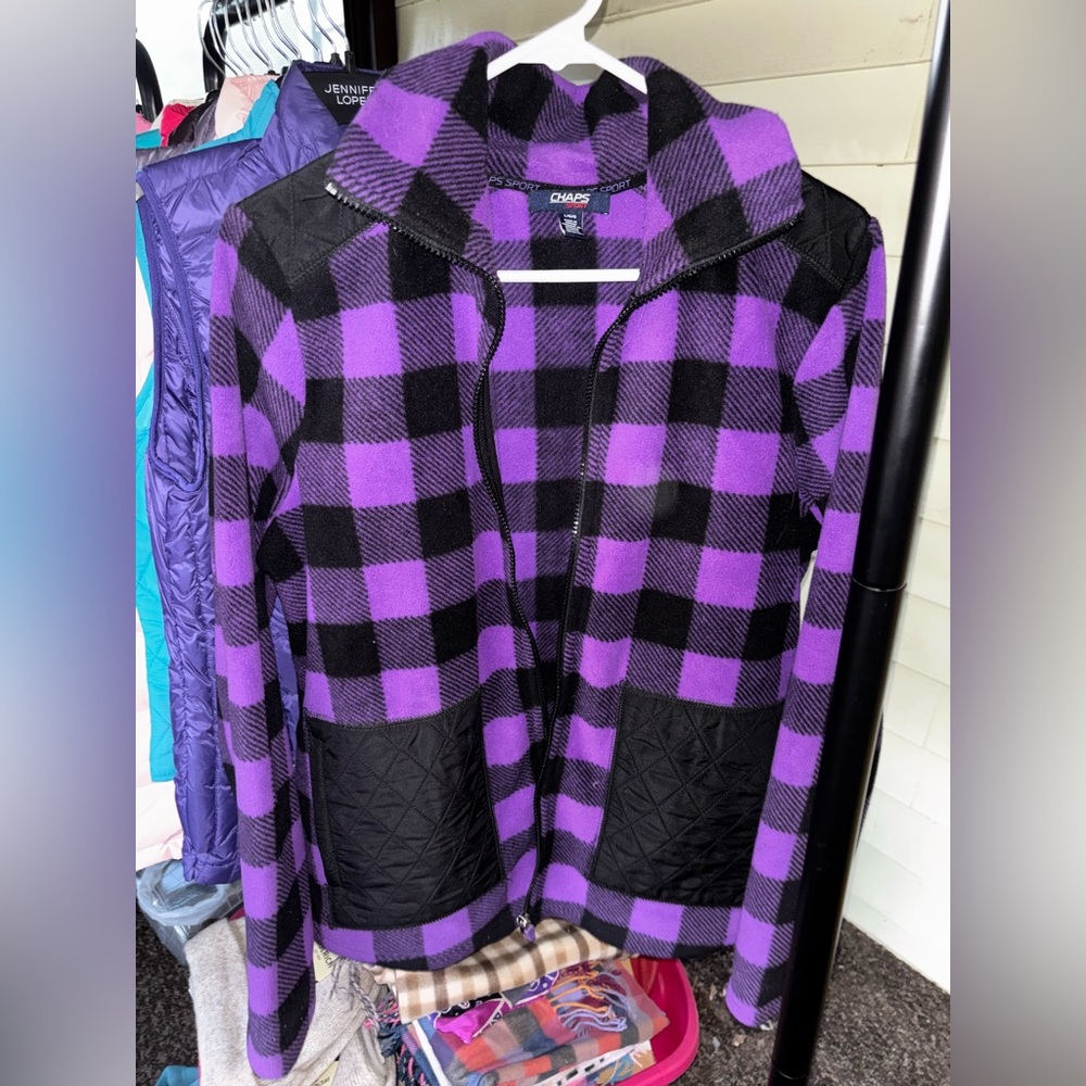 Chaps Sport Purple and Black Checkered Jacket